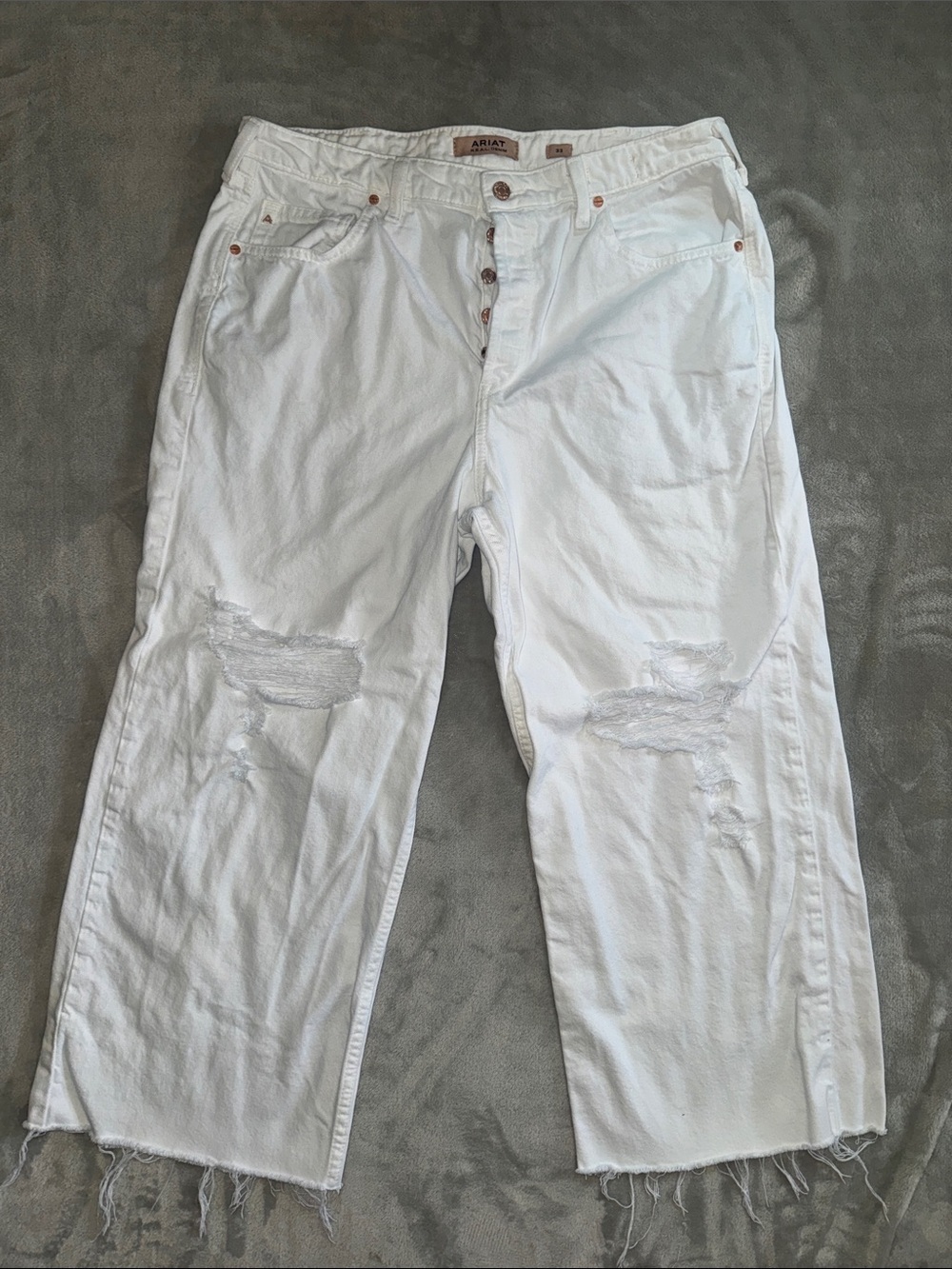 Ariat Women’s White Distressed Wide Leg Jeans